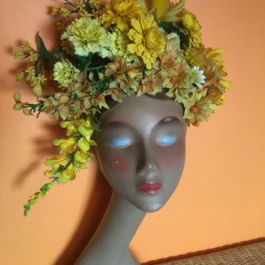 Yellow Vintage Flower Floral crown vintage bespoke headdress