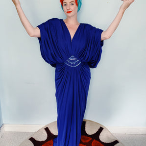 Trina Lewis Art Deco inspired Vintage batwing Grecian Gown