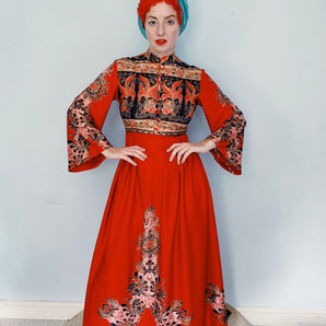 Vintage 1970s Chateau D'Este Designer Maxi Dress, UK 8/10