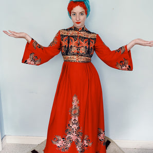 Vintage 1970s Chateau D'Este Designer Maxi Dress, UK 8/10