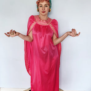 *RESERVED* PLEASE DO NOT  BUY* Hot Pink Grecian Vintage Cape dress