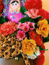 Load image into Gallery viewer, Recycled Gold floral pom pom headpiece
