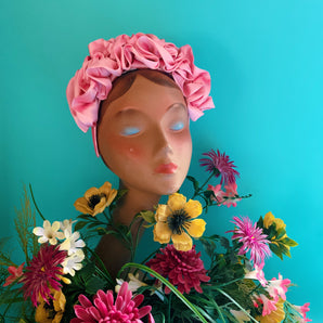 Baby Pink Silk Ruffle headband - Shine-Sheen finish - FULL style