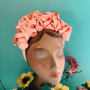 Peach Silk Ruffle headband - Shine-Sheen finish - FULL style