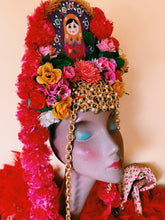 Load image into Gallery viewer, Recycled Gold floral pom pom headpiece
