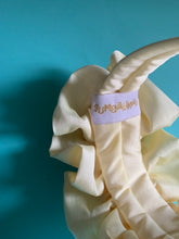 Load image into Gallery viewer, Lemony Cream Silk Ruffle headband - Shine-Sheen finish - ASYMMETRICAL style
