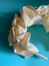 Load image into Gallery viewer, Lemony Cream Silk Ruffle headband - Shine-Sheen finish - FULL style
