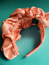 Load image into Gallery viewer, Peach Silk Ruffle headband - Shine-Sheen finish - ASYMMETRICAL style
