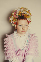 Load image into Gallery viewer, Vintage Rose Flower bonnet / crown / Marie Antoinette pink pastels

