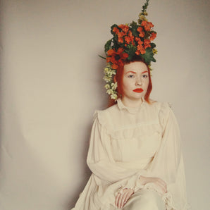 Vintage Flower Crown, poppy geranium