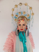 Load image into Gallery viewer, LARGE Crystal Cupid Chandelier Halo Headpiece
