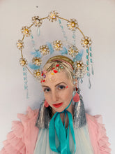 Load image into Gallery viewer, LARGE Crystal Cupid Chandelier Halo Headpiece
