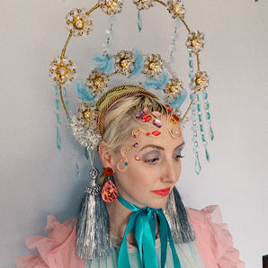 LARGE Crystal Cupid Chandelier Halo Headpiece