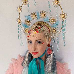 LARGE Crystal Cupid Chandelier Halo Headpiece