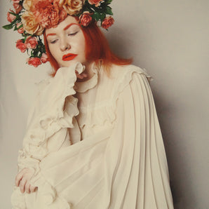 Vintage Peach Rose Flower Crown