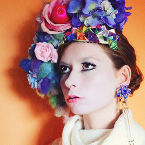 Purple Pink Rainbow wool origami Crown