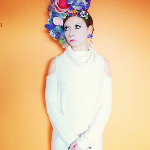 Purple Pink Rainbow wool origami Crown