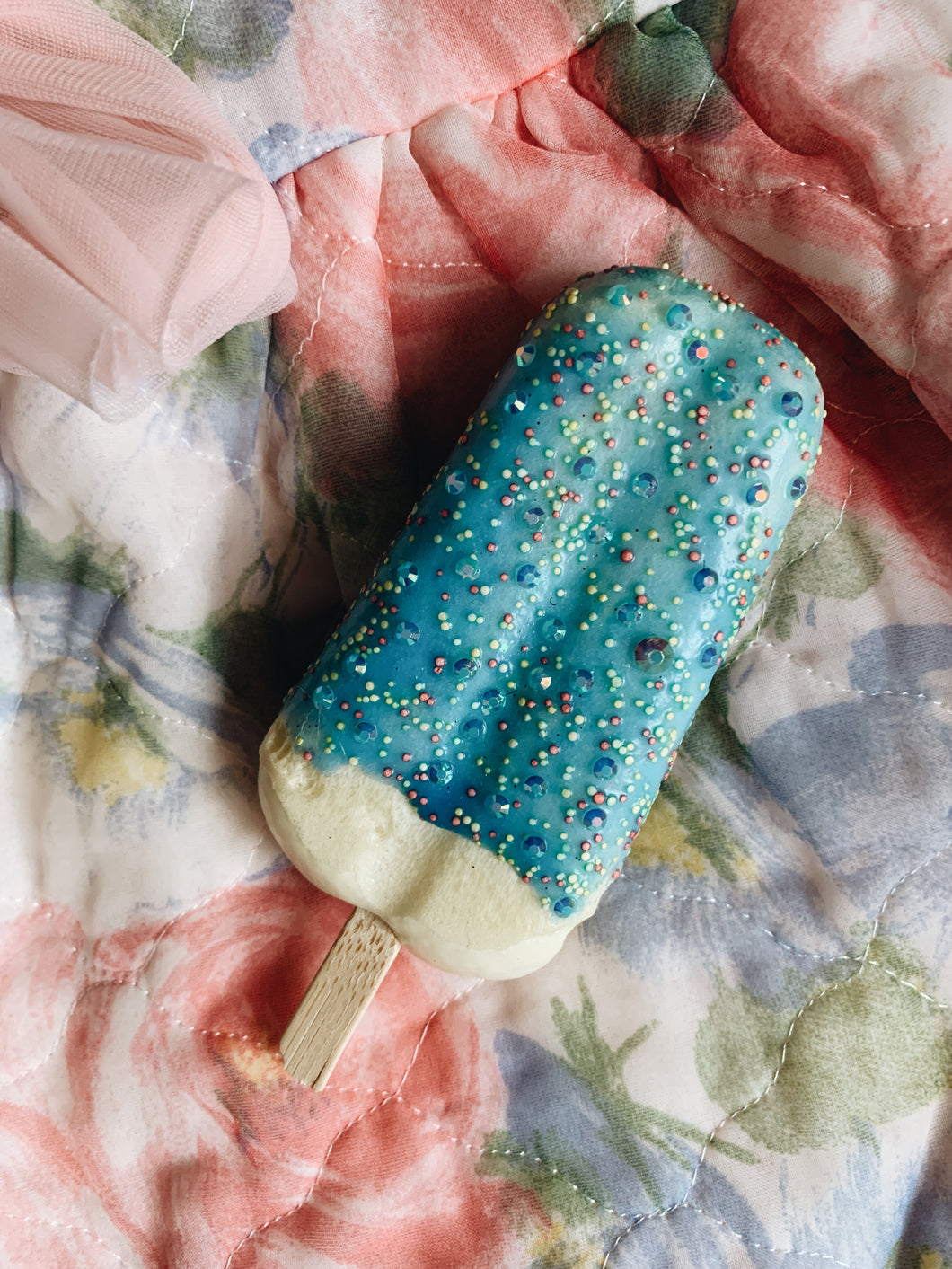 Bubblegum Blue Ice Lolly Bejewelled Brooch