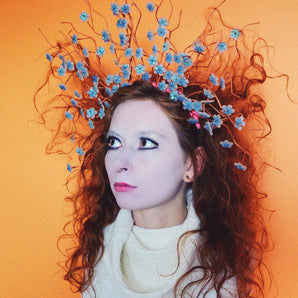 Blue iridescent flower crown
