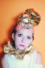 Load image into Gallery viewer, Pink and Gold Turban Headdress
