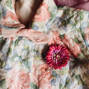 Gerbera Pink Flower Bejewelled Bling Brooch