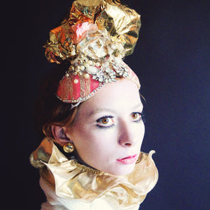 Pink and Gold Turban Headdress