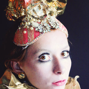Pink and Gold Turban Headdress