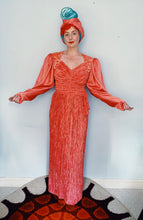 Load image into Gallery viewer, PINK RUCHED, SEQUINED GOWN w/ BELT AND HEADSCARF
