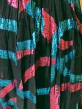 Load image into Gallery viewer, BLUE, PINK, BLACK LAME DRESS BIG BLUE RUFFLE
