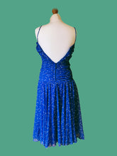 Load image into Gallery viewer, 80s BLUE RUCHED John Charles Dress
