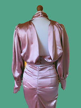 Load image into Gallery viewer, PINK SATIN HIGH NECK, BACKLESS TOP And PENCIL Skirt
