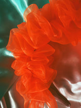 Load image into Gallery viewer, HOT Orange Rainbow Liquid Satin Ruffle kaftan Dress
