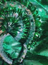 Load image into Gallery viewer, Vintage green and silver Fan foil Gem Headpiece
