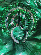 Load image into Gallery viewer, Vintage green and silver Fan foil Gem Headpiece
