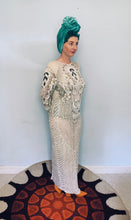 Load image into Gallery viewer, WHITE SEQUIN IRIDESCENT ART DECO DRESS
