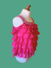 Load image into Gallery viewer, 60s cute PINK CHIFFON RUFFLE TOP
