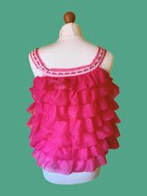 Load image into Gallery viewer, 60s cute PINK CHIFFON RUFFLE TOP
