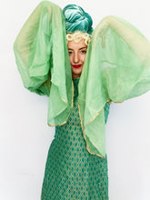 Load image into Gallery viewer, Vintage Retro Style Green And Gold Tudor Style Dress Festival Garden Party S
