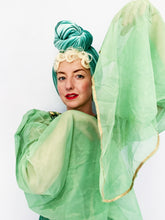 Load image into Gallery viewer, Vintage Retro Style Green And Gold Tudor Style Dress Festival Garden Party S
