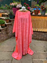 Load image into Gallery viewer, NEON Pink embossed Velvet Stretch Kaftan Dress
