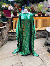 Load image into Gallery viewer, ONE OF A KIND reversible silver and green brocade satin Dress
