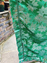 Load image into Gallery viewer, ONE OF A KIND reversible silver and green brocade satin Dress

