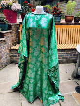 Load image into Gallery viewer, ONE OF A KIND reversible silver and green brocade satin Dress

