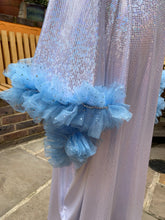 Load image into Gallery viewer, ONE OF A KIND iridescent silver and White Tulle Ruffle Trim Dress
