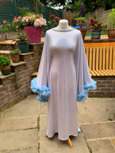 Load image into Gallery viewer, ONE OF A KIND iridescent silver and White Tulle Ruffle Trim Dress
