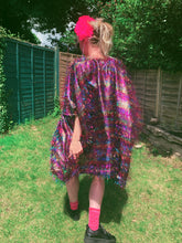 Load image into Gallery viewer, TINSEL Mini-Dress / Tee- Black and Multicoloured Shimmer kaftan Dress
