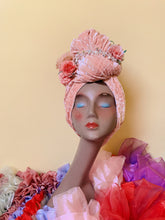 Load image into Gallery viewer, Pastel Pink crushed velvet flower embellished  turban
