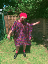 Load image into Gallery viewer, TINSEL Mini-Dress / Tee- Black and Multicoloured Shimmer kaftan Dress
