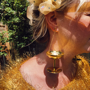Gold Champers Pearl Earrings
