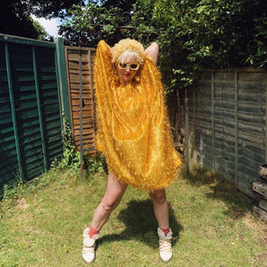 TINSEL Mini-Dress / Tee- Gold shimmer kaftan Dress